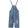 Distressed denim overalls women loose fit adjustable