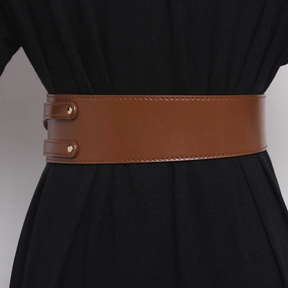 Double prong corset belt for women faux leather