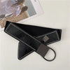 Wide faux leather belt with metal buckle for women