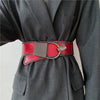 Wide faux leather belt with metal buckle for women 1