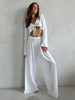 White black beach lounge set wide leg pants