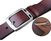 Men’s Cowhide Belt with Rectangular Silver Buckle
