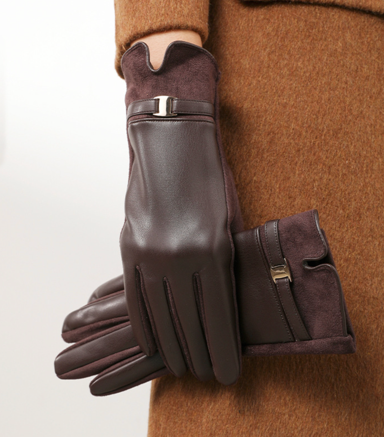 Women leather gloves for winter warmth