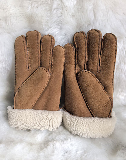 sheepskin suede gloves with fleece lining