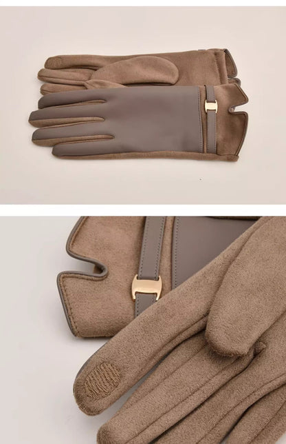 Women leather gloves for winter warmth