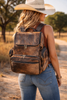 Dark brown hair-on cowhide mommy backpack