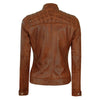 Brown Leather Jacket for Women Slim Fit Biker Style