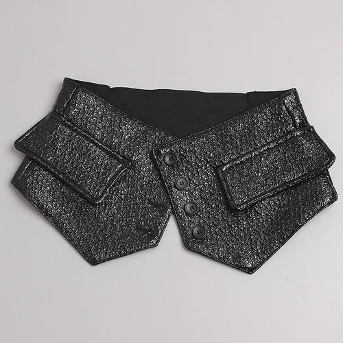 Women's faux leather corset belt with button fastening