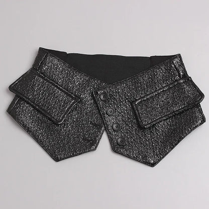 Women's faux leather corset belt with button fastening