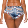 Low rise denim shorts with lace up sides