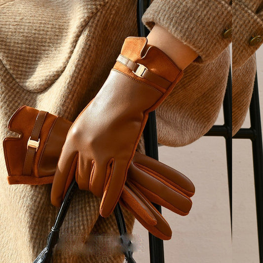 Women leather gloves for winter warmth 1