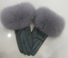 Women leather gloves with fur cuff 6