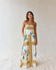 Women Long Dress Strapless Floral Holiday Print
