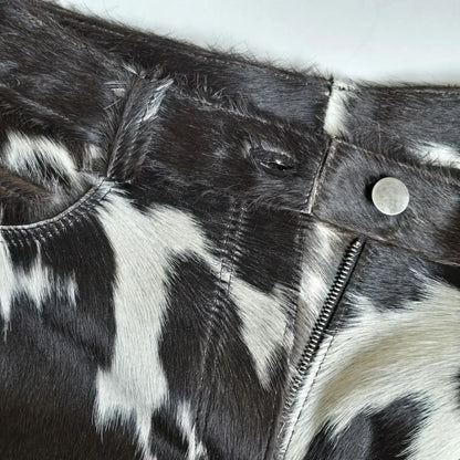 Women Cowhide Shorts Mini Hair On Hide Leather