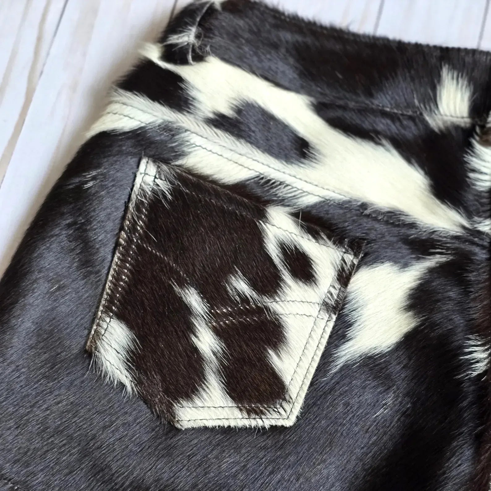 Women Cowhide Shorts Mini Hair On Hide Leather