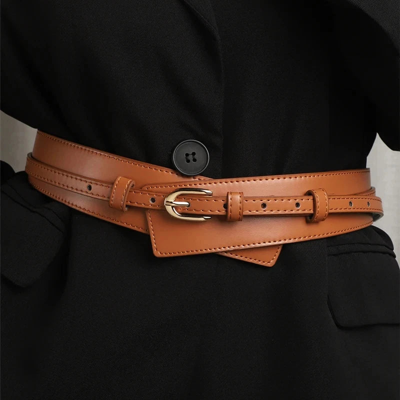 Women's faux leather belt with adjustable buckle 3 105 cms