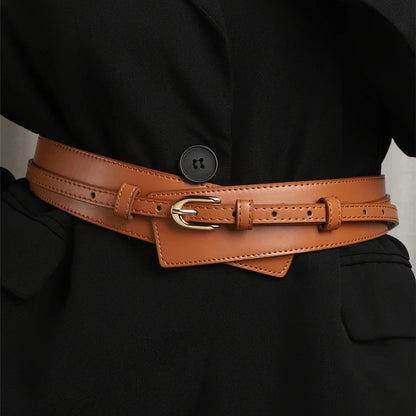 Women's faux leather belt with adjustable buckle 3 105 cms
