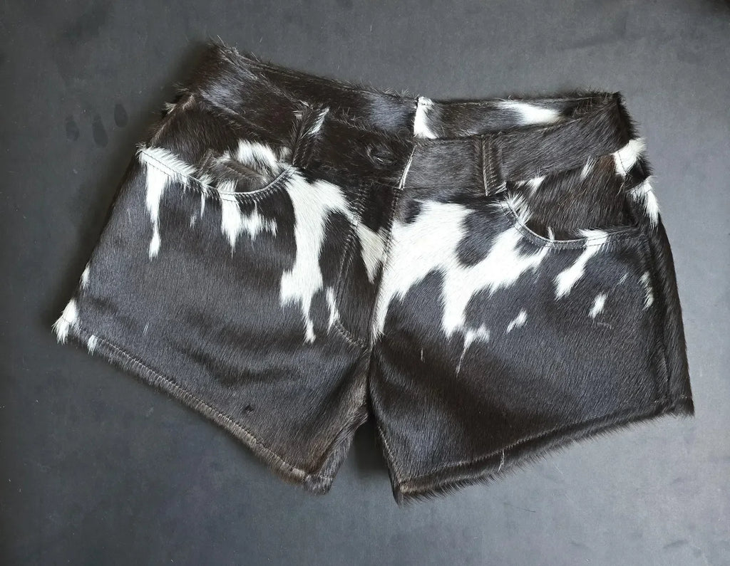Women Cowhide Shorts Mini Hair On Hide Leather