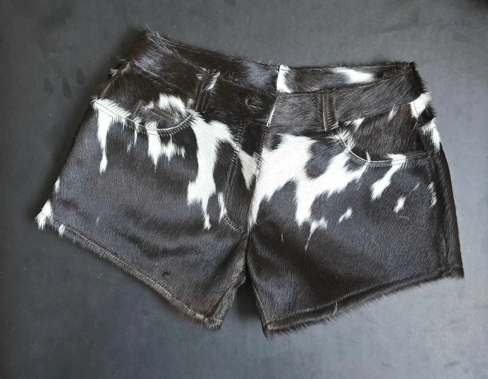 Women Cowhide Shorts Mini Hair On Hide Leather