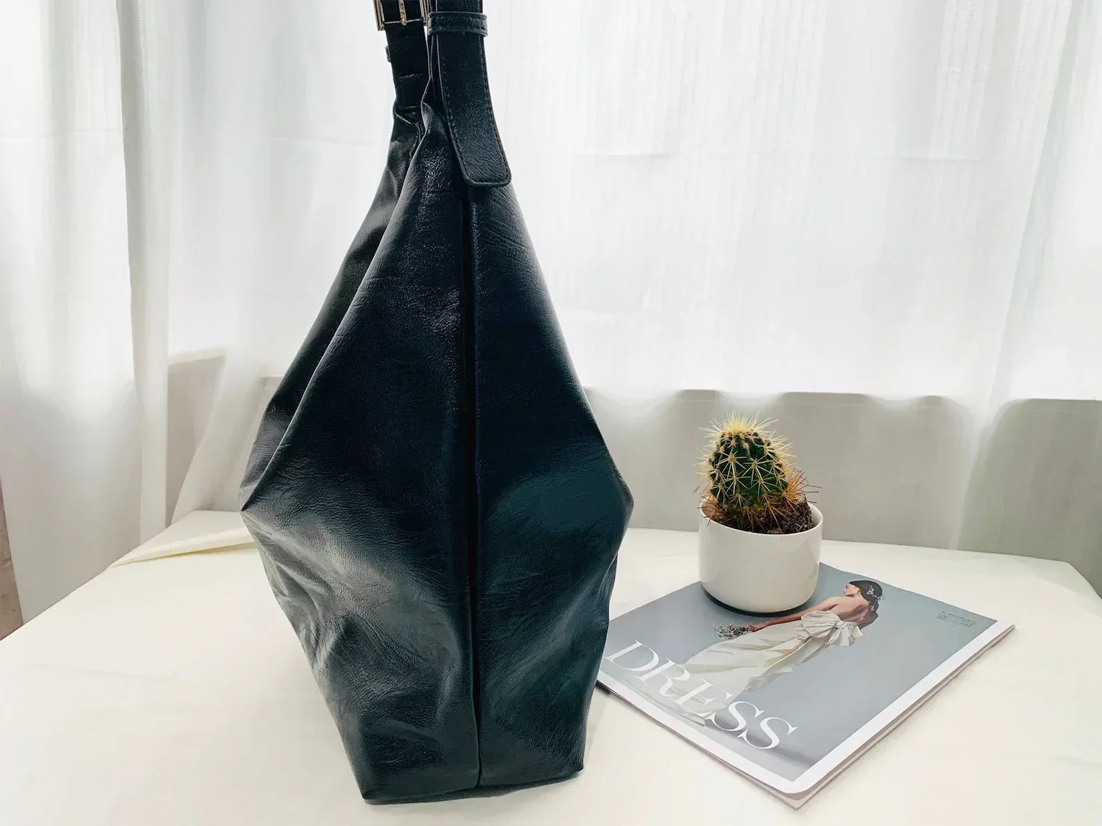 Leather Tote Shoulder Purse for Women Zipper Bag