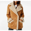 Women’s Brown Suede Shearling Jacket With Oversized Collar