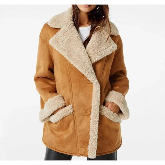 Women’s Brown Suede Shearling Jacket