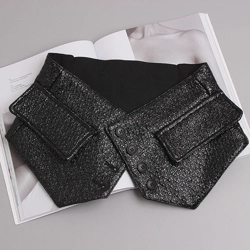 Women's faux leather corset belt with button fastening