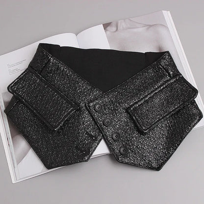 Women's faux leather corset belt with button fastening