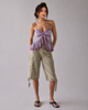 Women’s Floral Lace Trim Mesh Ruffle Camisole Top