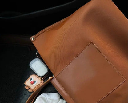 French Nylon Tote Bag for Women with Leather Handles