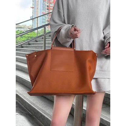 French Nylon Tote Bag for Women with Leather Handles