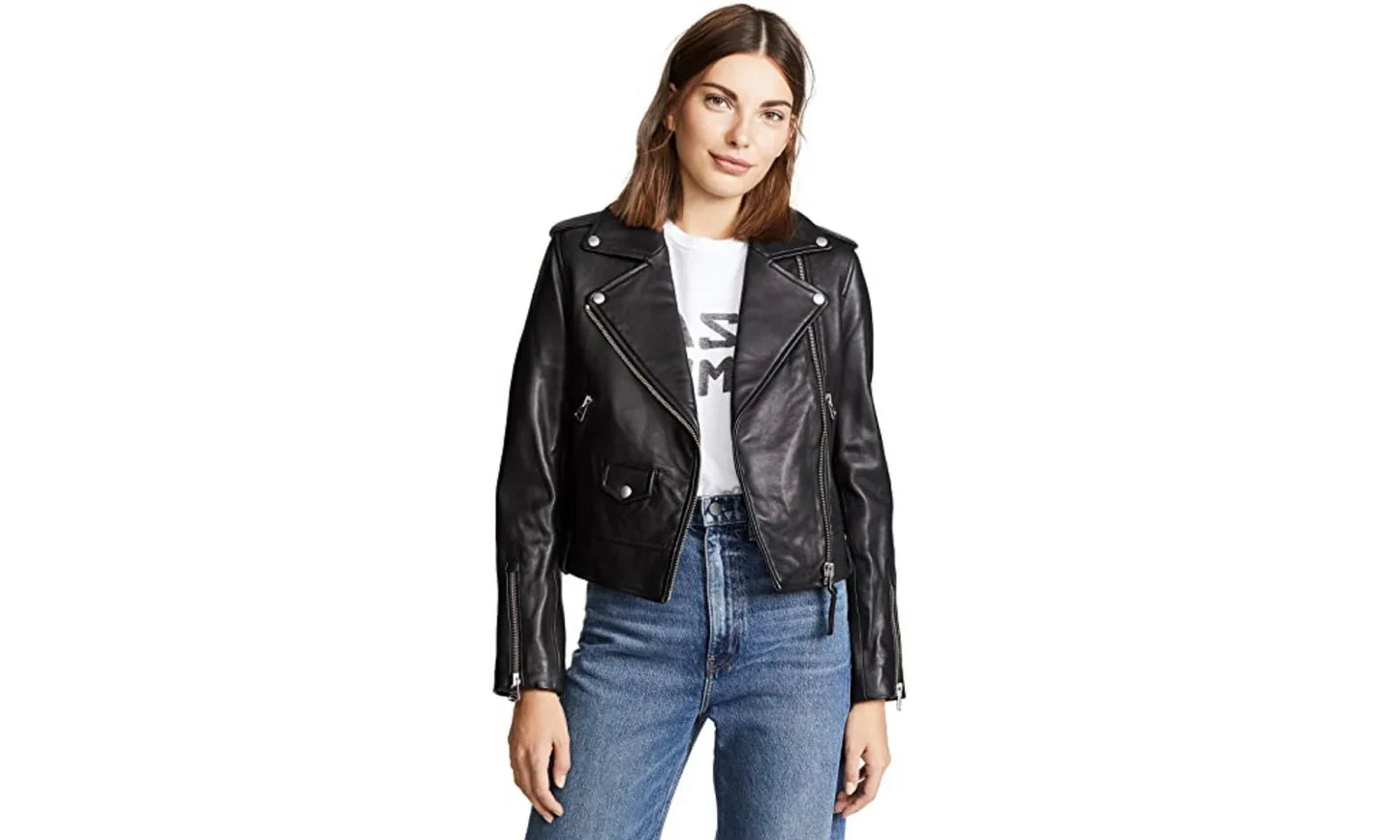 black leather jacket women