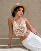 Women’s Pearl Body Chain Top with Layered Beads