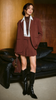 Women's wool blazer with wool coat fabric, smooth drape, and clean office-ready wear.