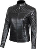 Black Slim Fit Leather Jacket Women Quilted Biker
