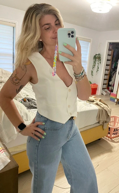 Women’s cotton button waistcoat boholivingroom