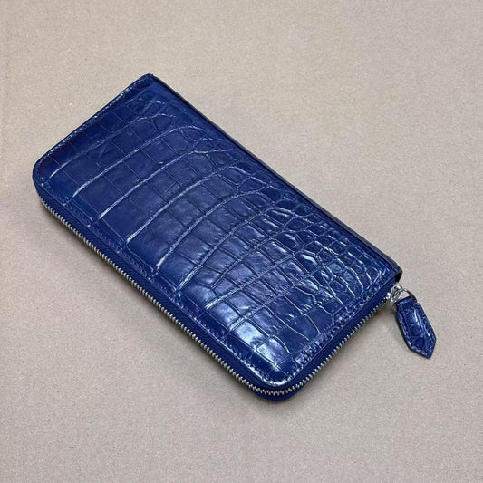 Women's Crocodile Leather Zip Around Long Wallet 1