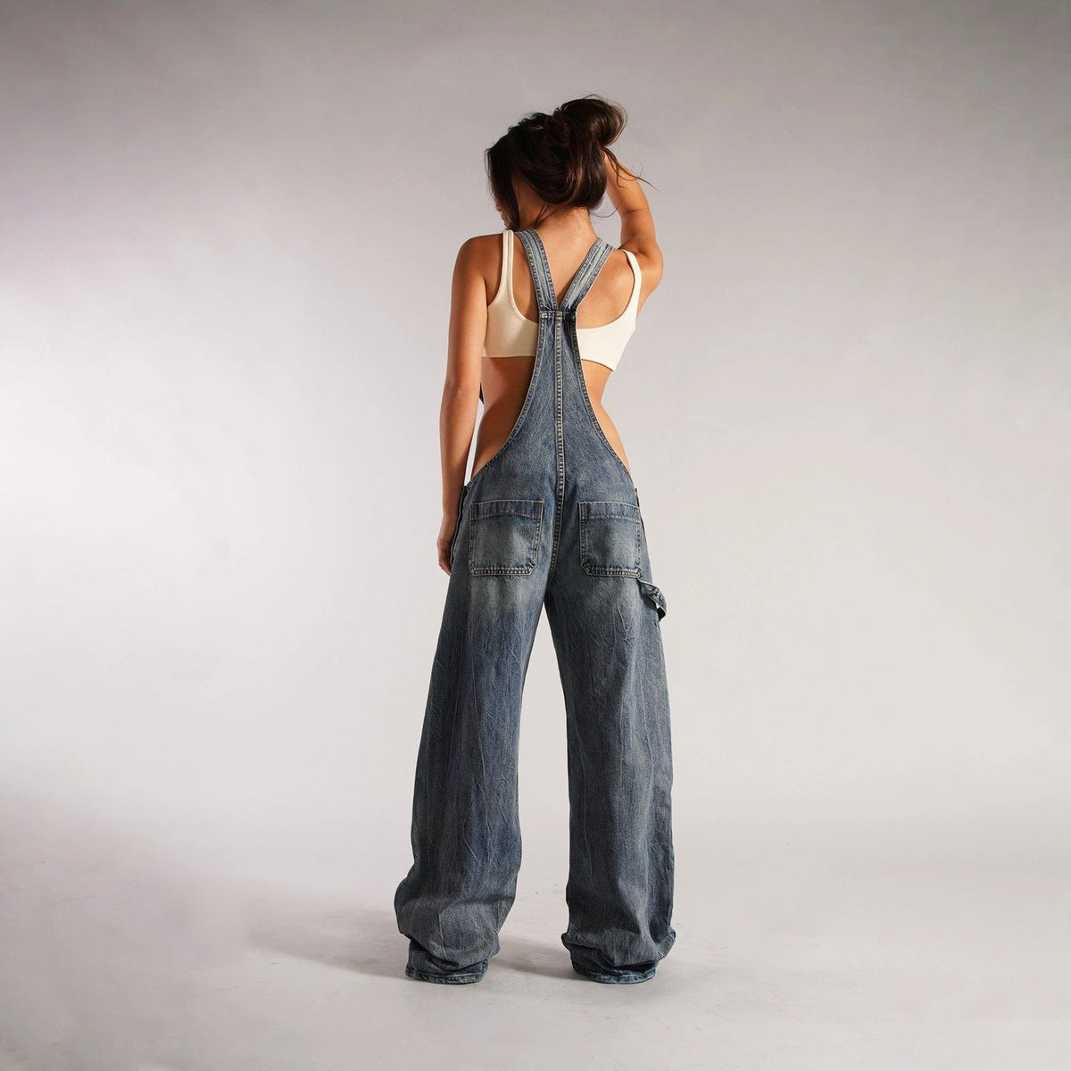 Women’s Denim Overalls Baggy Y2K Cargo Pocket Style