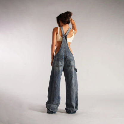 Women’s Denim Overalls Baggy Y2K Cargo Pocket Style