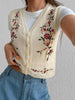 Women’s Floral Embroidered Button Front Sweater Vest 1 S