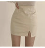 Women’s Faux Leather Mini Skirt with Front Slit