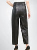 Women's Black Leather Pants High Waist Buckle Detail