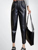Women's High Waisted Black Leather Pants