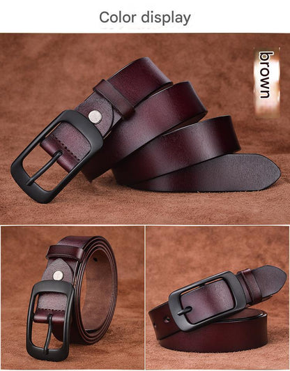 Women's Genuine Cowhide Leather Belt with Black Buckle 5 105 cm
