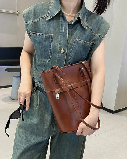 Women’s Leather Shoulder Bucket Purse 3