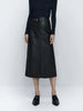 Women's Sheepskin Leather Midi Skirt with Belt 1 S