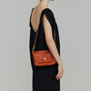 Small Genuine Leather Shoulder Bag with Flap Closure