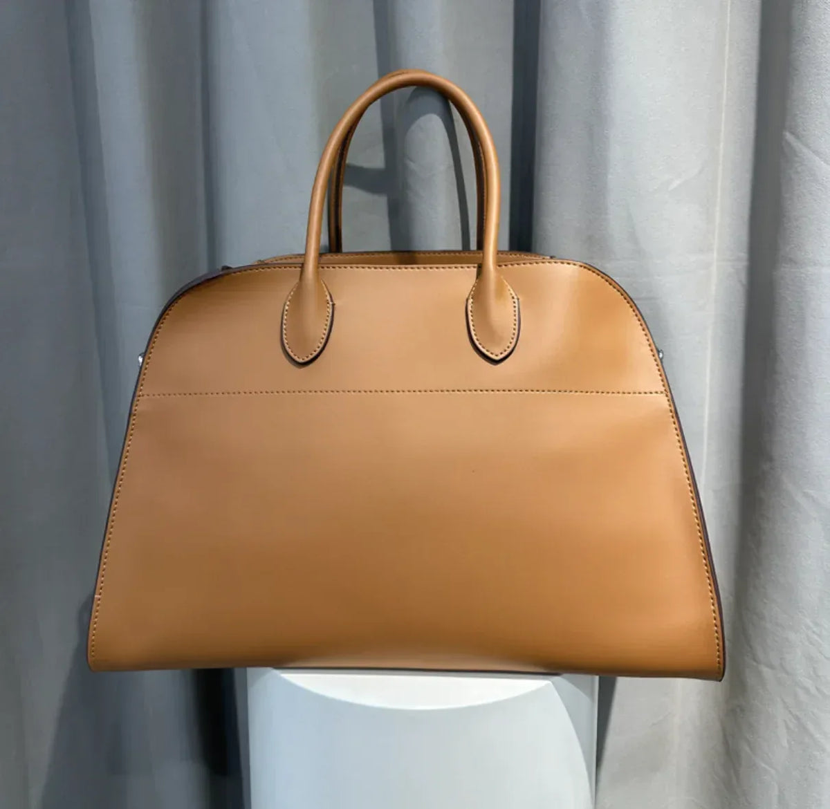 Women's Leather Work Tote Bag with Zip Closure 2