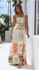 Printed Linen Blend Maxi Dress with Spaghetti Straps
