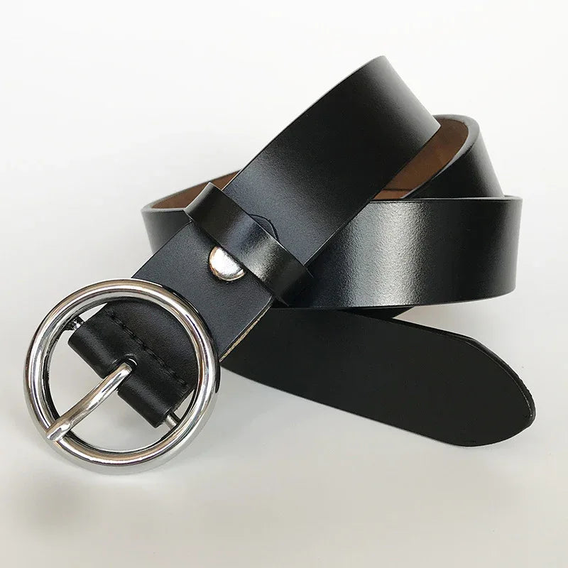 Women's genuine cowhide leather pin buckle belt 5 105 cms
